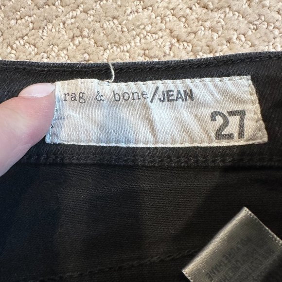 Rag & Bone Jeans Capri Mid Rise Skinny Destroyed Step Hem Black Hampton Size 27 - Picture 4 of 16